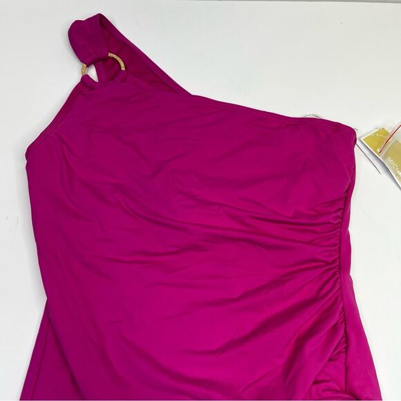 MICHAEL Michael Kors One Shoulder One Piece swimsuit pink cerise - 14 - Picture 3 of 12